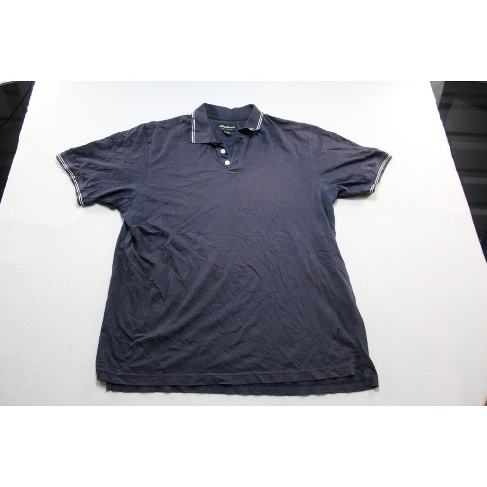 Eddie Bauer Polo Shirt Mens Extra Large Navy Blue Excellent Tipped Cotton